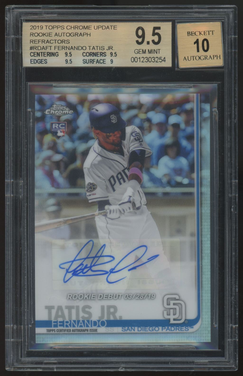 2019 Topps Chrome Update Fernando Tatis Jr. RC Auto Refractor #RDA-FT BGS 9.5 10
