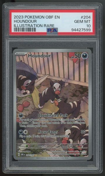 2023 Pokemon Houndour Obsidian Flames Illustration Rare #204 PSA 10