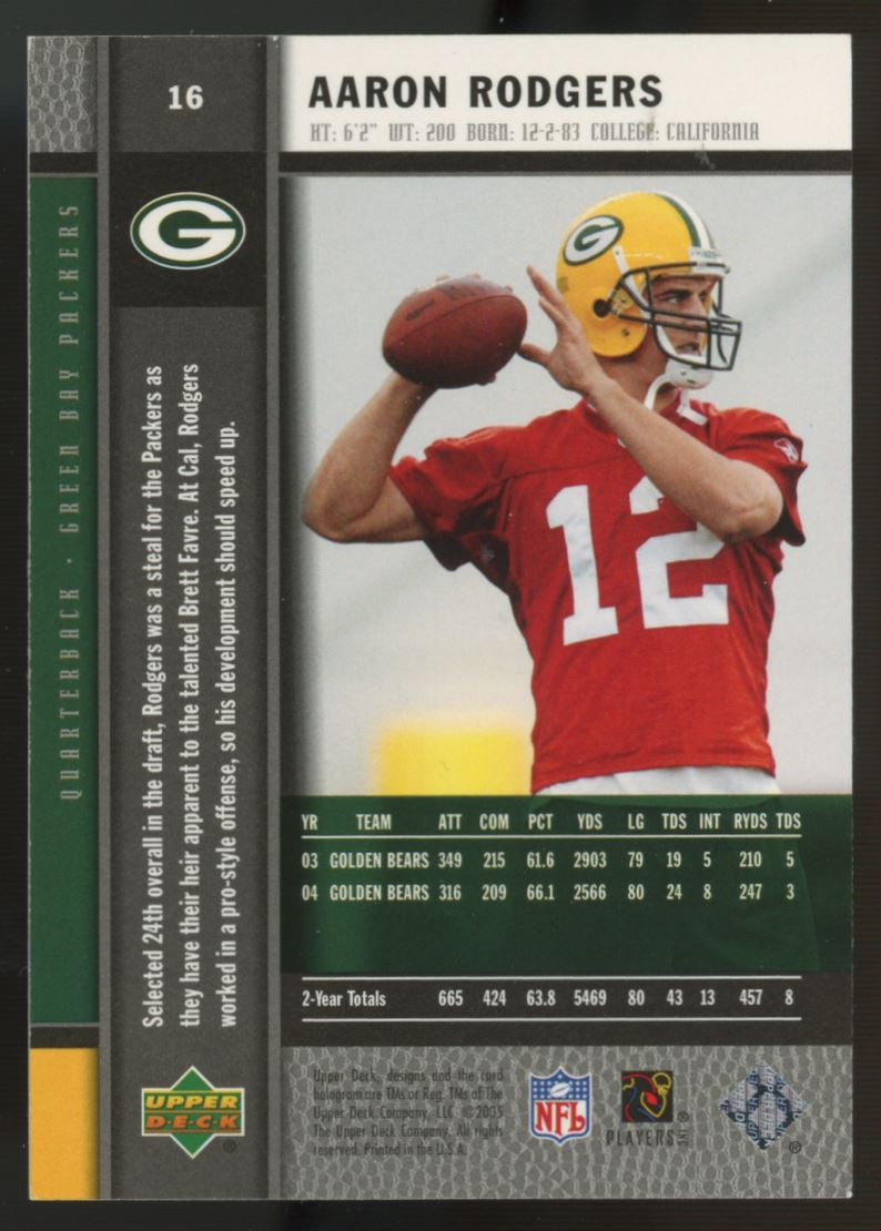 2005 Upper Deck Aaron Rodgers RC #16 NM-MT