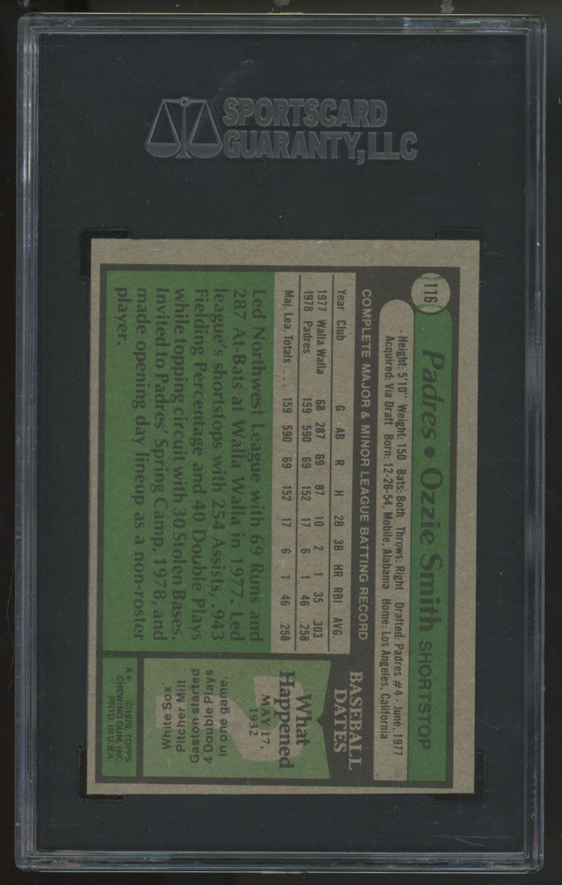 1979 Topps Ozzie Smith RC #116 SGC 6