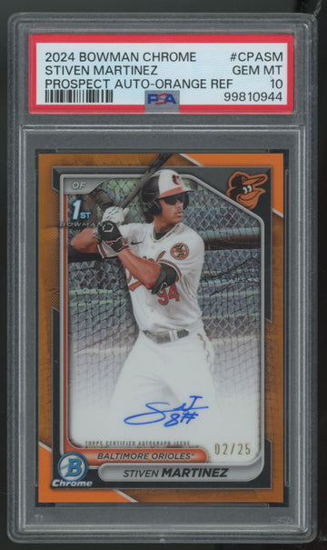 2024 Bowman Chrome Stiven Martinez 1st Prospect Orange Auto /25 #CPA-SM PSA 10