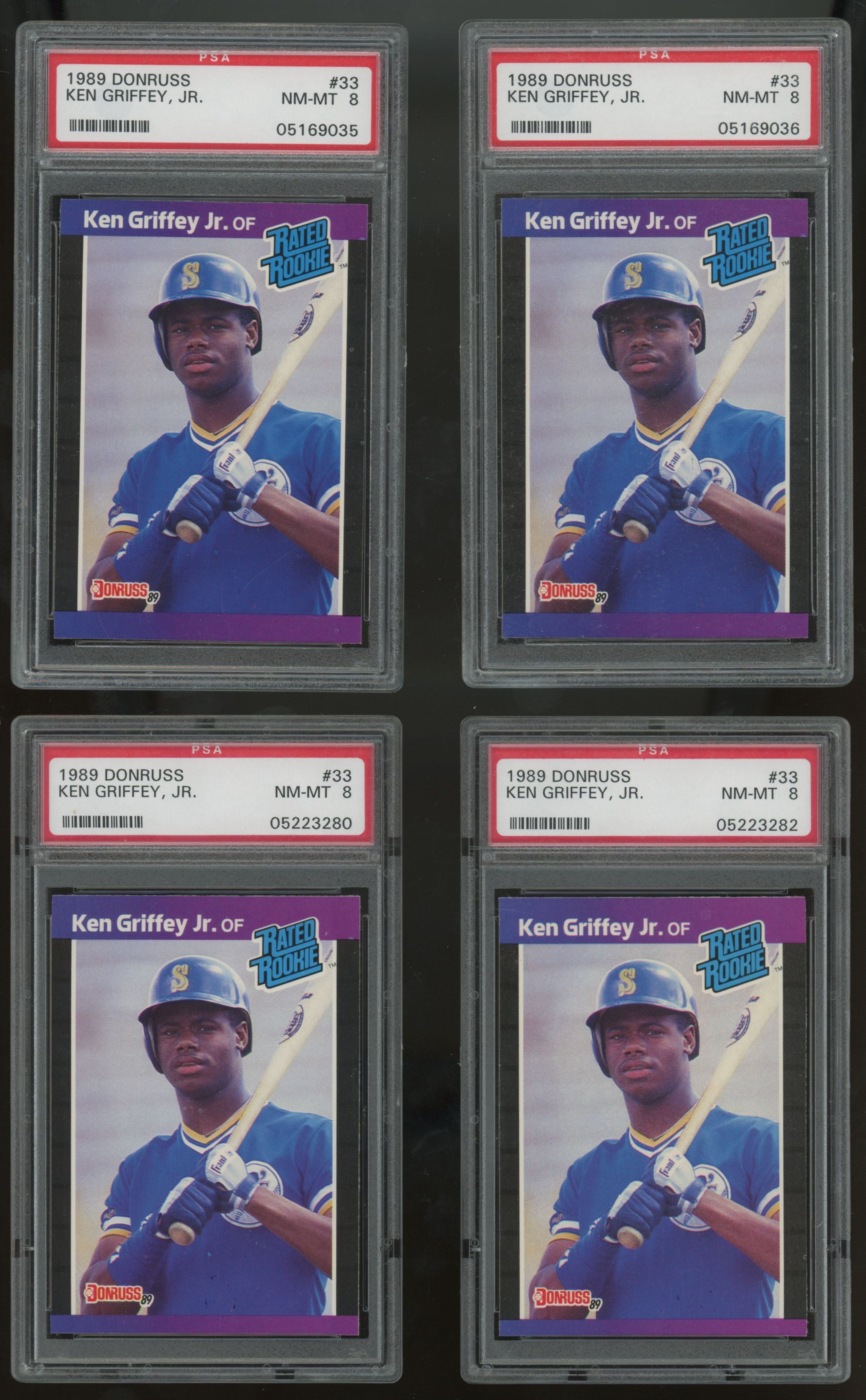 1989 Donruss Ken Griffey Jr. RC Rated Rookie #33 PSA 8 Lot of 10 "B"