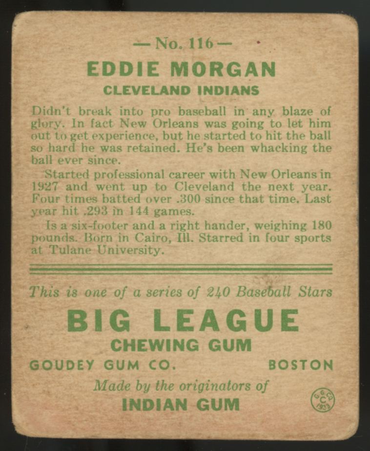 1933 Goudey Eddie Morgan #116 Good