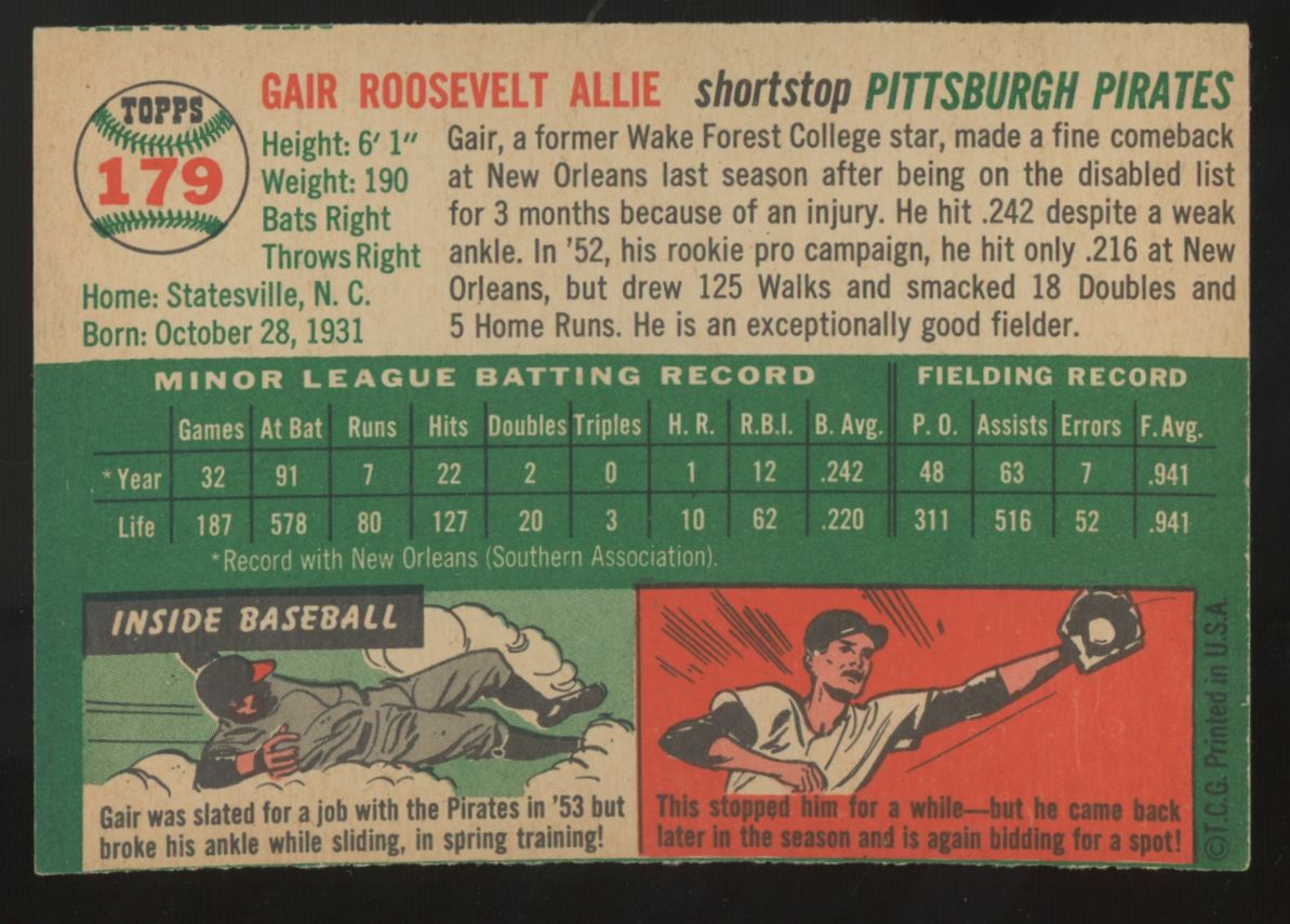 1954 Topps Gair Allie #179 NM (MC)