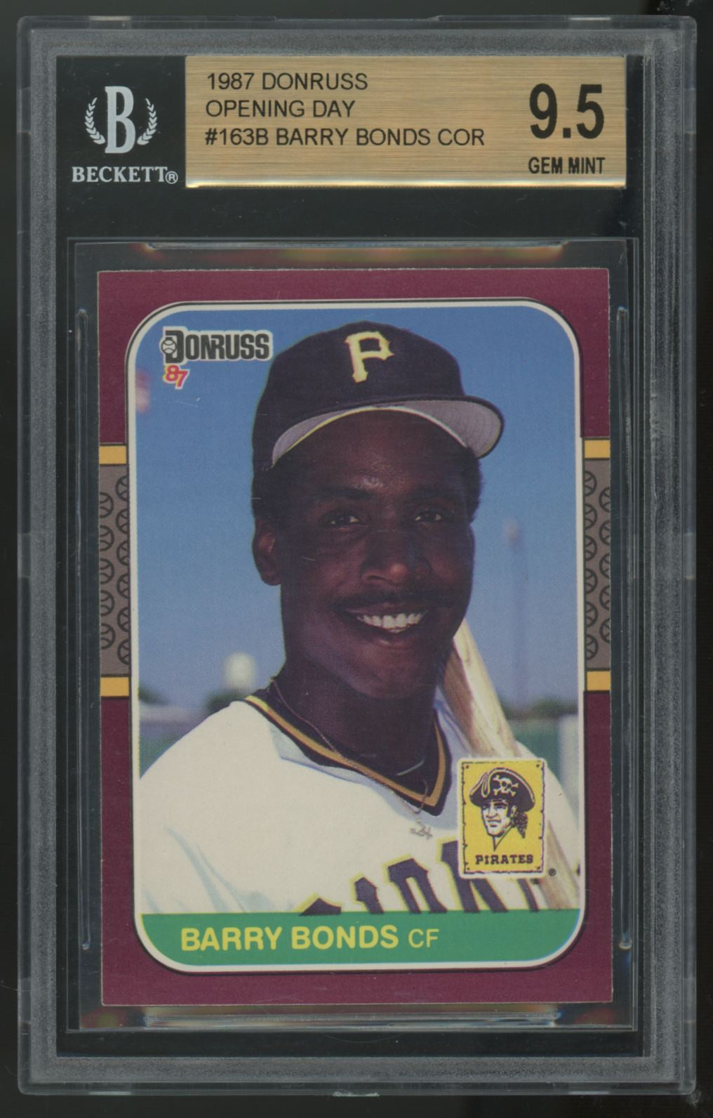1987 Donruss Opening Day Barry Bonds RC Correct Photo #163 BGS 9.5