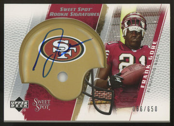 2005 Upper Deck Sweet Spot Frank Gore RC Signature Auto /650 #256