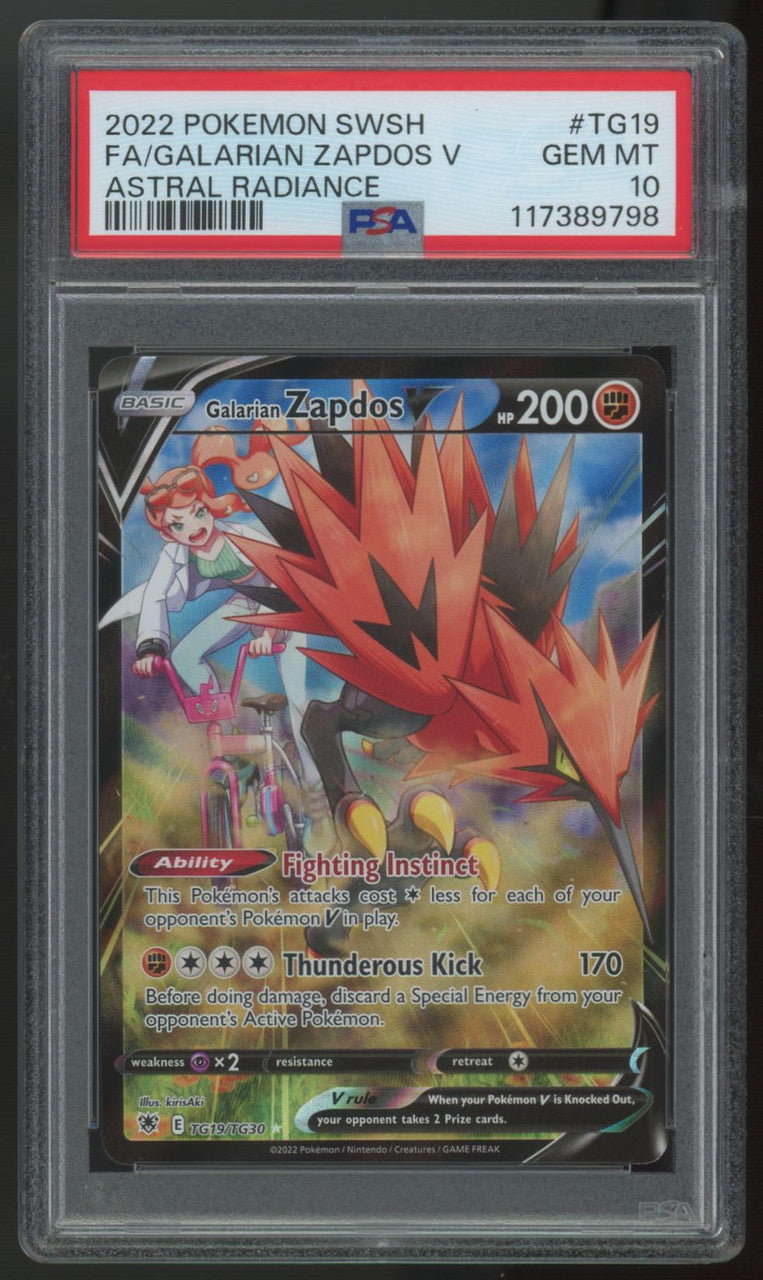 2022 Pokemon Galarian Zapdos V Astral Radiance Full Art #TG19 PSA 10