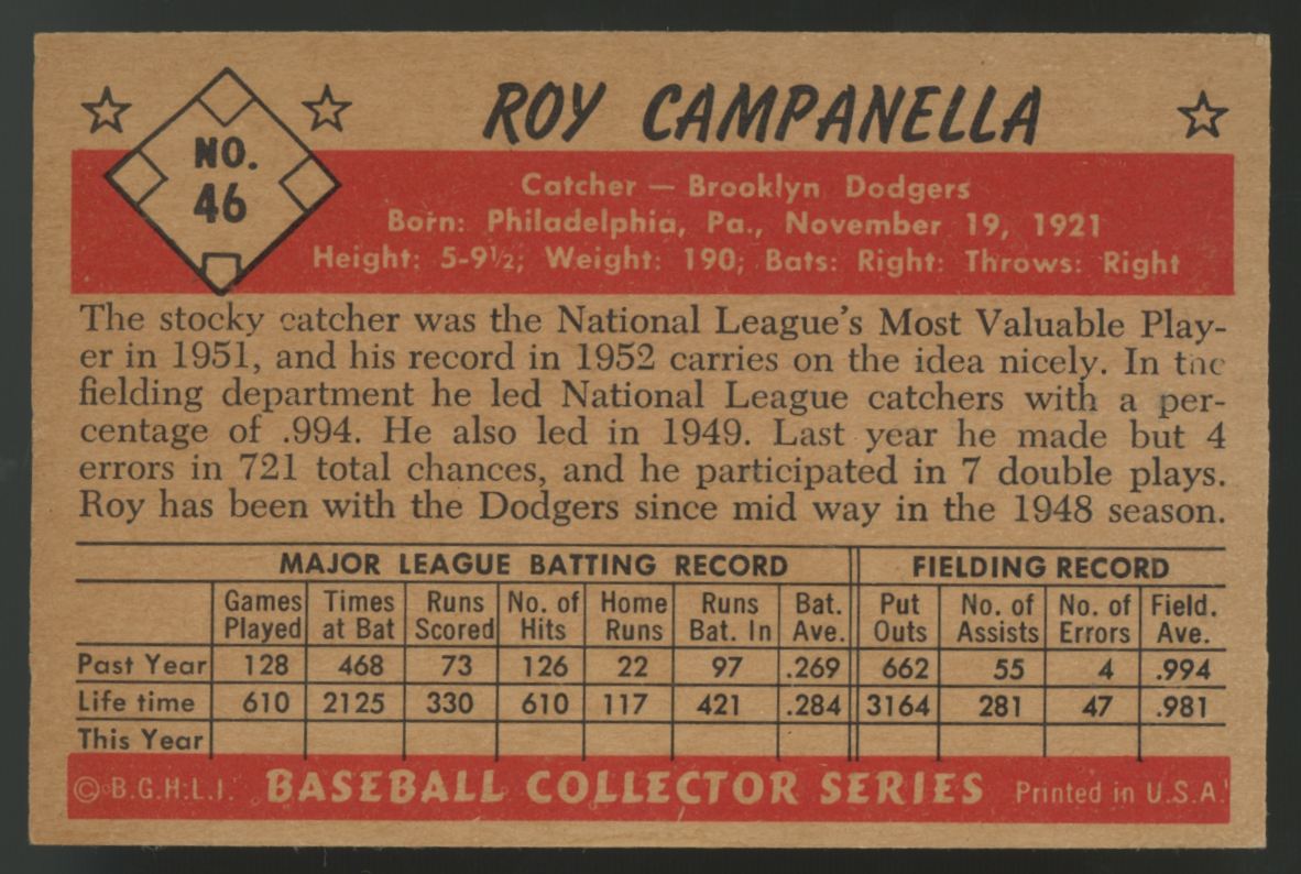 1953 Bowman Color Roy Campanella #46 VG/EX (MK)