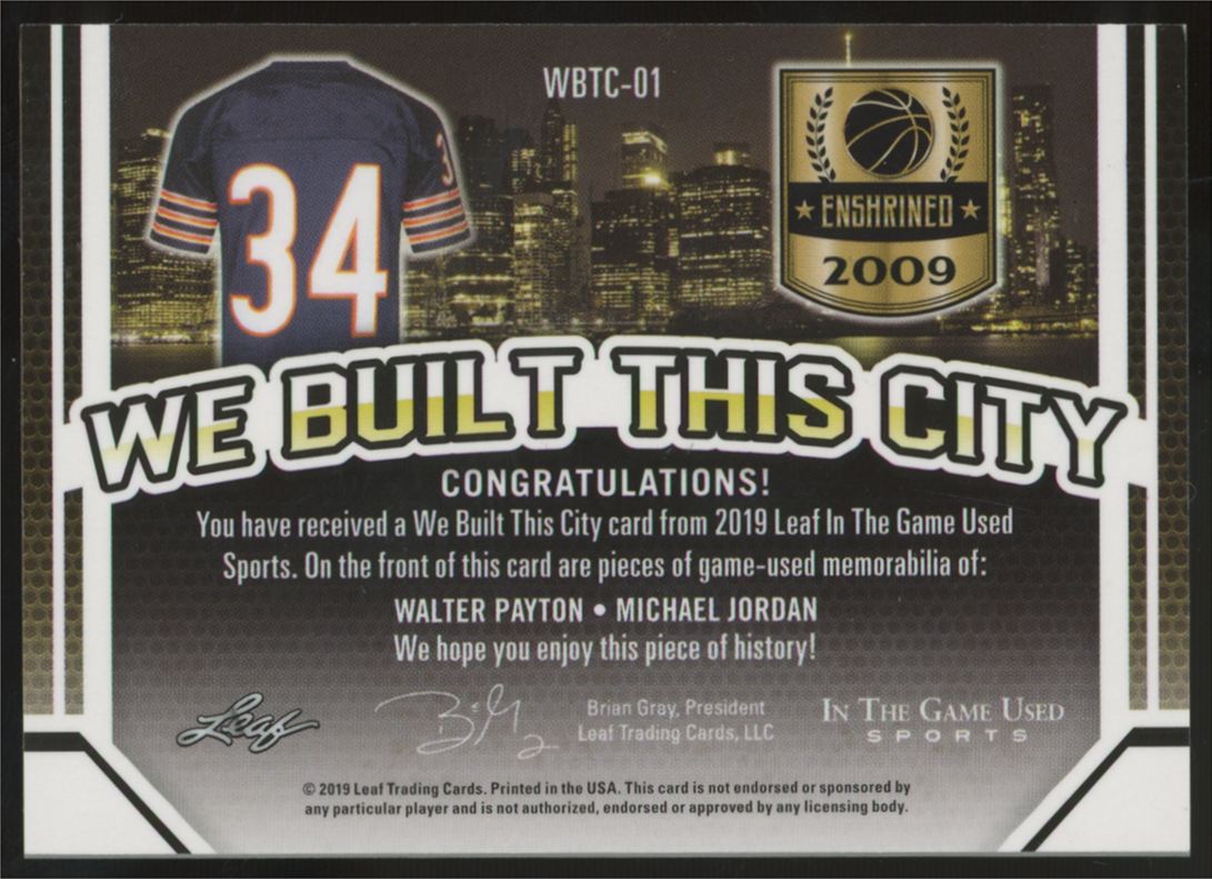 2019 Leaf ITG Payton/Jordan We Built This City Dual Enshrined Patch /2 #WBTC-01