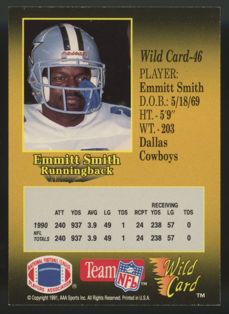 1991 Wild Card Emmitt Smith 20 Stripe #46