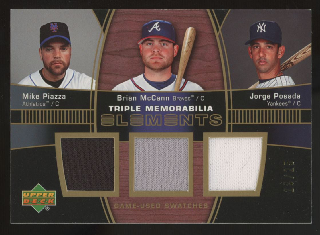 2007 Upper Deck Elements Piazza/McCann/Posada Triple Patch /25 #TE-PMP