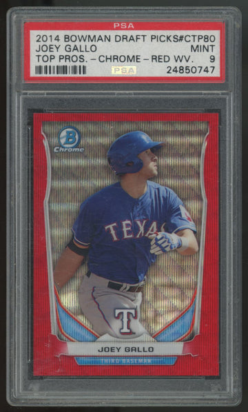 2014 Bowman Chrome Draft Joey Gallo Prospect Red Wave /25 #CTP-80 PSA 9