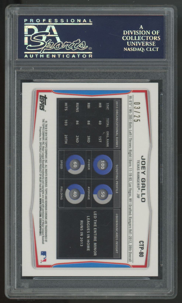 2014 Bowman Chrome Draft Joey Gallo Prospect Red Wave /25 #CTP-80 PSA 9