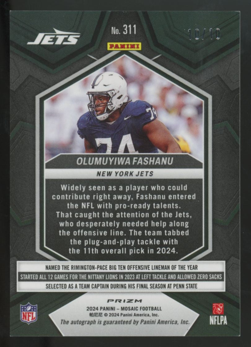 2024 Panini Mosaic Olumuyiwa Fashanu RC Gold Auto /10 #311