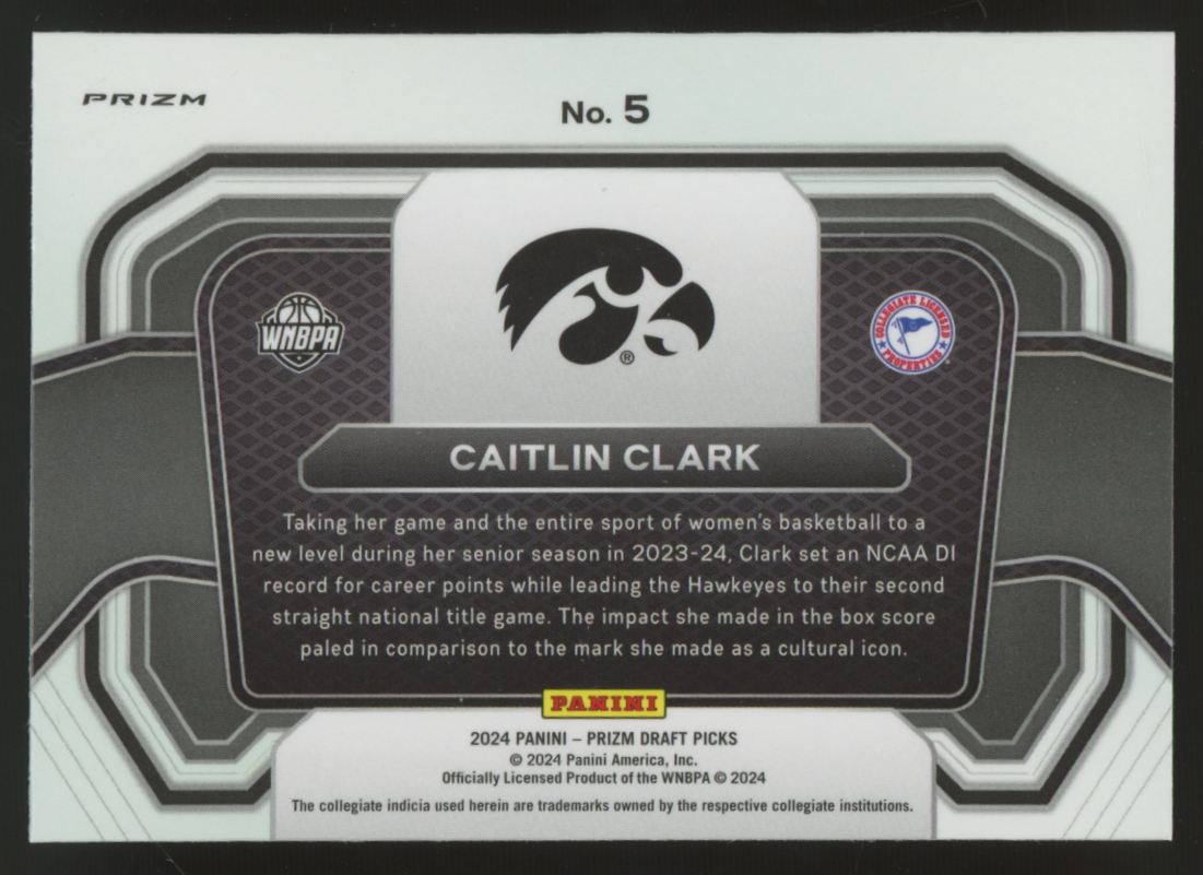 2024 Prizm Draft Picks Caitlin Clark RC Campus Legends Orange Ice #5