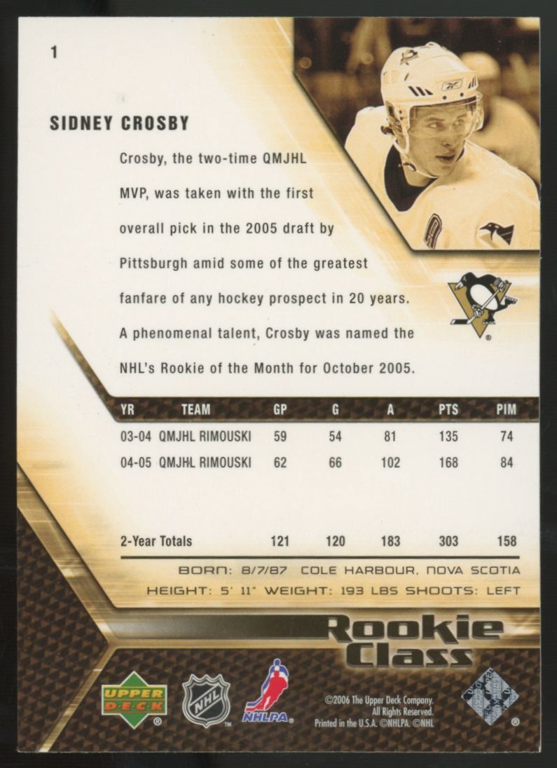 2005-06 Upper Deck Sidney Crosby RC Rookie Class #1