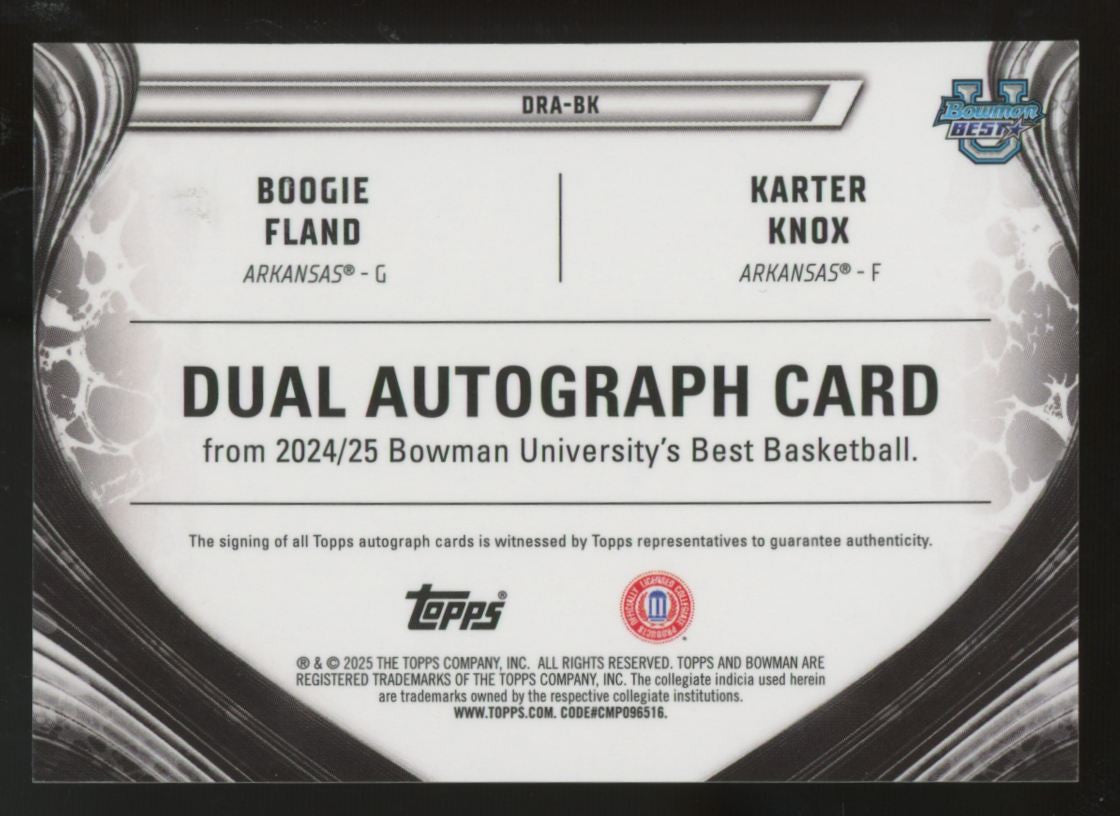2024-25 Bowman Best University Boogie Fland/Karter Knox Black Dual Auto /10