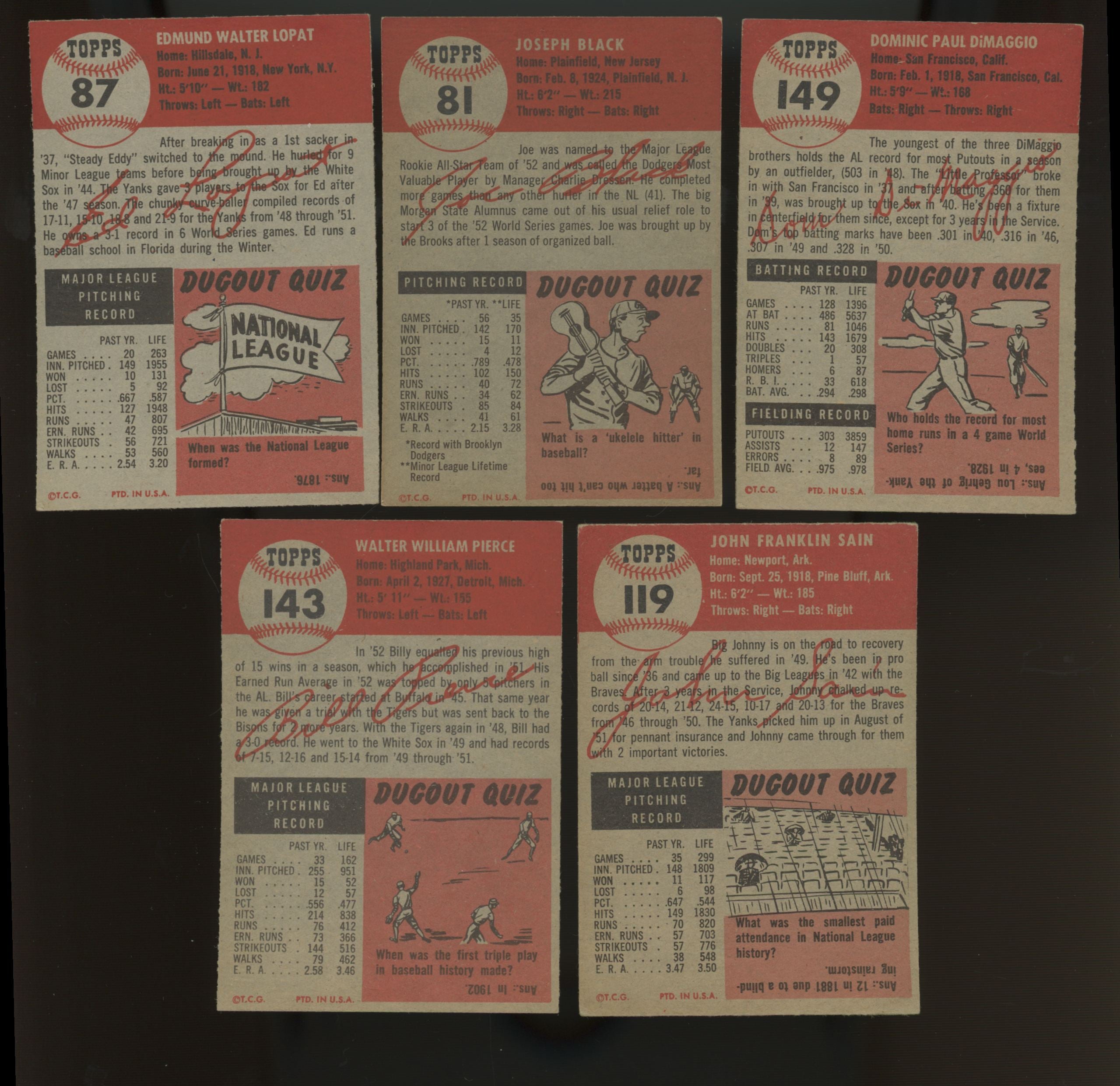 1953 Topps Baseball Complete Set (274) VG-EX