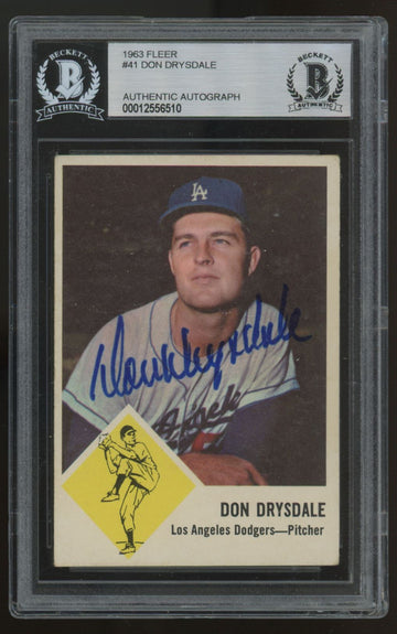 1963 Fleer Don Drysdale #41 Signed Auto BGS Authentic