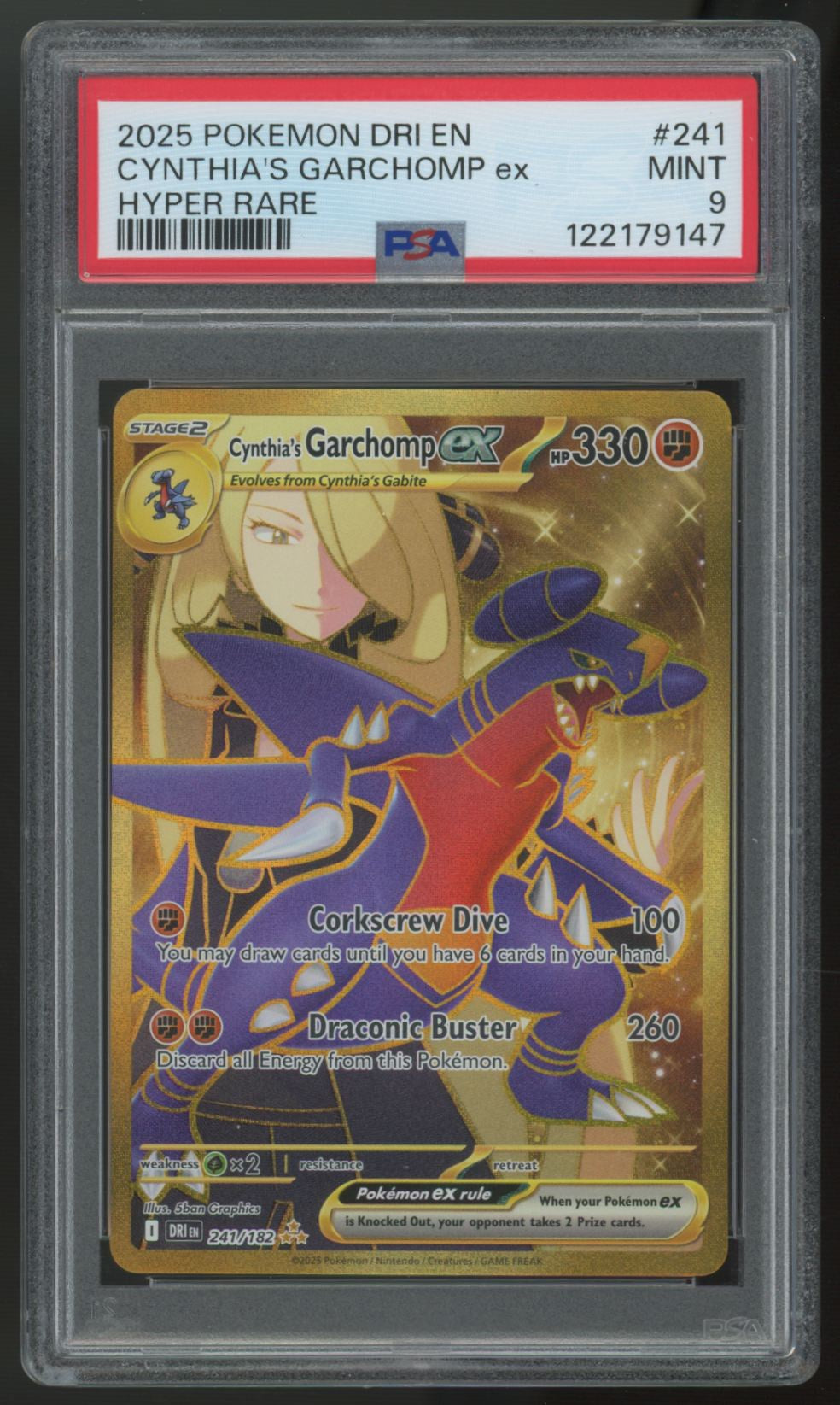 2025 Pokemon Cynthia's Garchomp Destined Rivals Hyper Rare #241 PSA 9