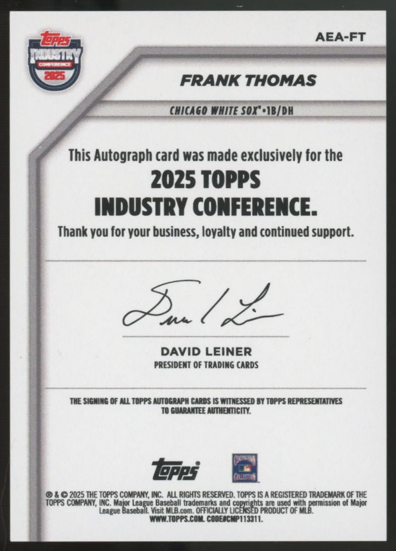 2025 Topps Industry Conference Frank Thomas Auto #AEA-FT