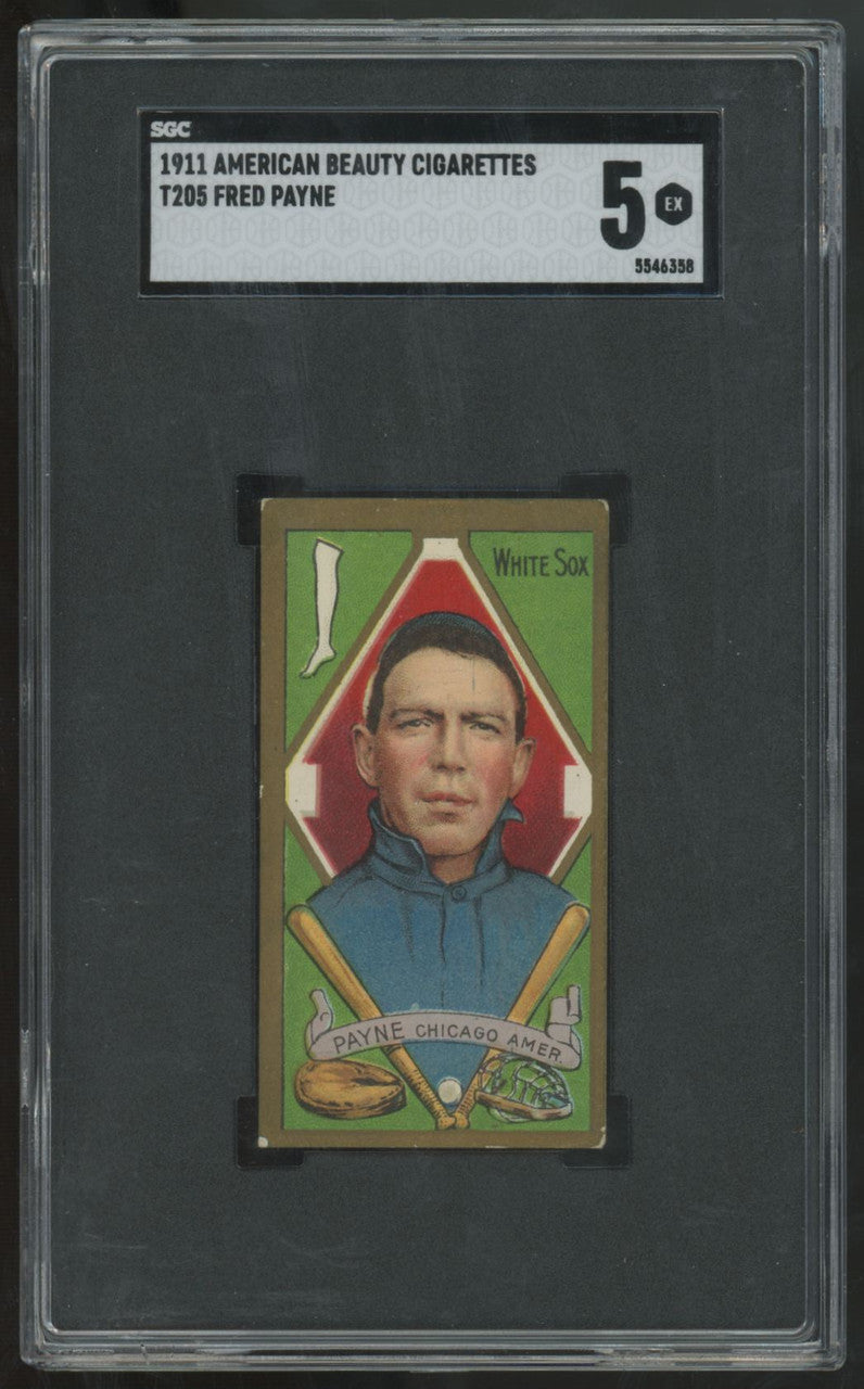 1911 T205 Fred Payne American Beauty Cigarettes Back SGC 5