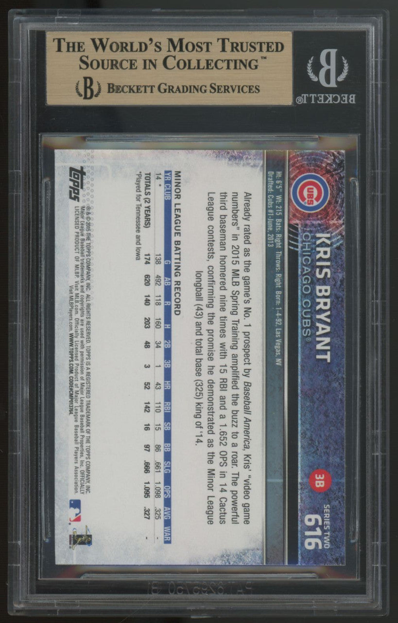 2015 Topps Limited Kris Bryant RC #616 BGS 10 Pristine