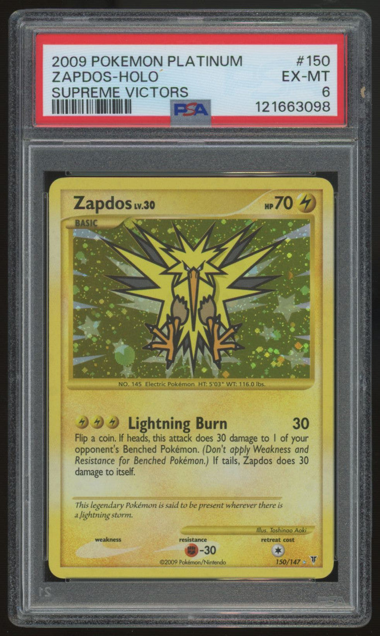 2009 Pokemon Zapdos Supreme Victors Holo #150 PSA 6
