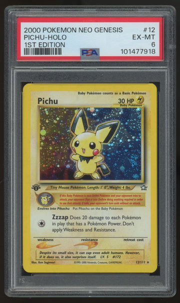 2000 Pokemon Pichu Neo Genesis 1st Edition Holo #12 PSA 6