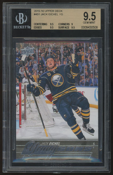 2015-16 Upper Deck Series Two Jack Eichel RC Young Guns #451 BGS 9.5