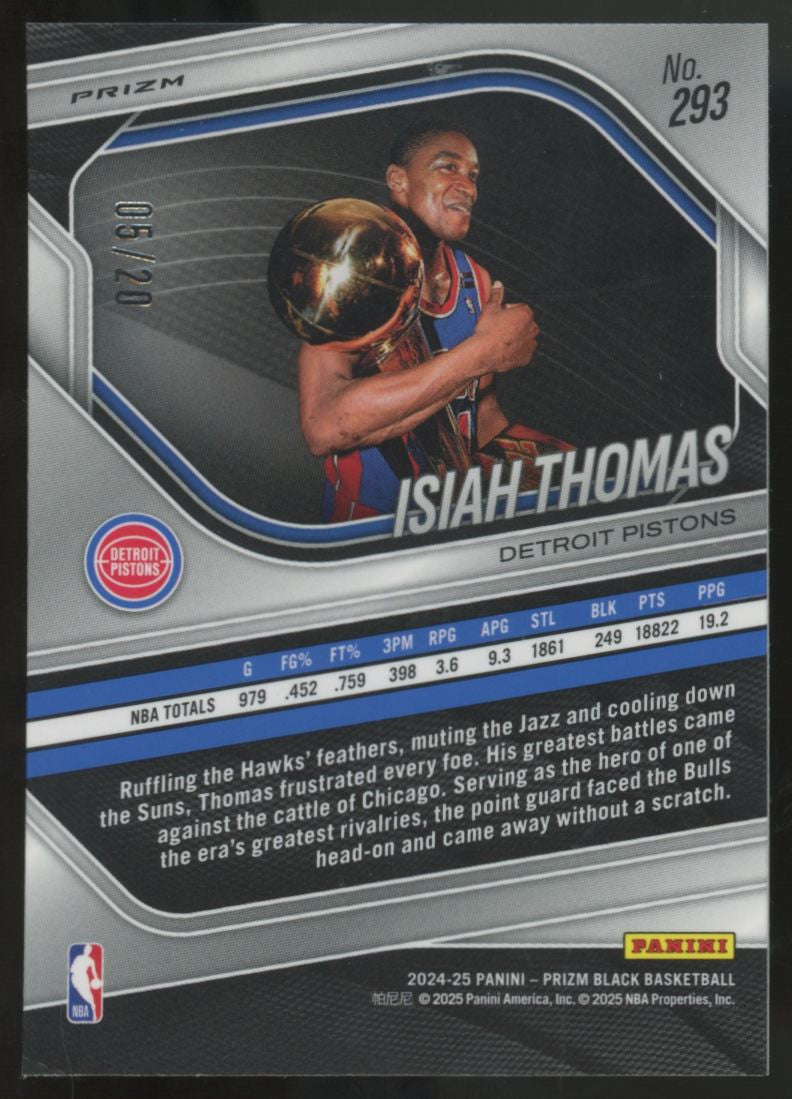 2024-25 Panini Prizm Black Isiah Thomas Legends Cherry Blossom /20 #293