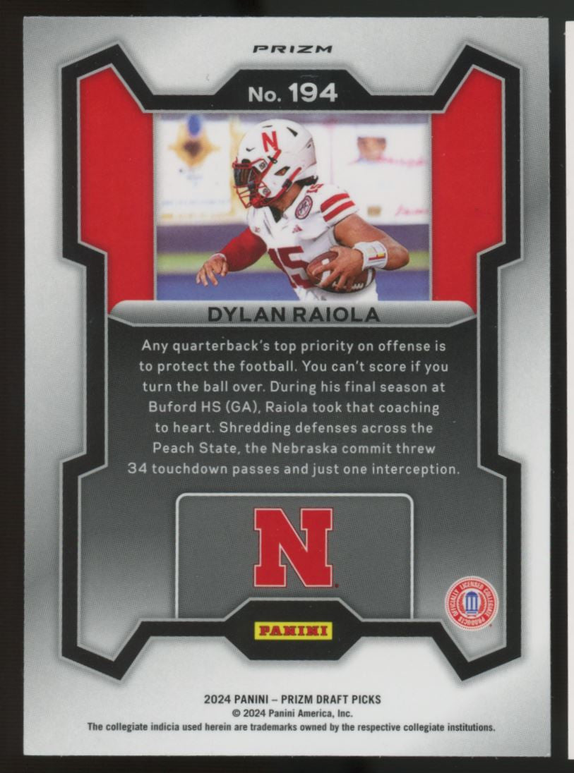 2024 Prizm Draft Dylan Raiola Rated Prospect Silver #194