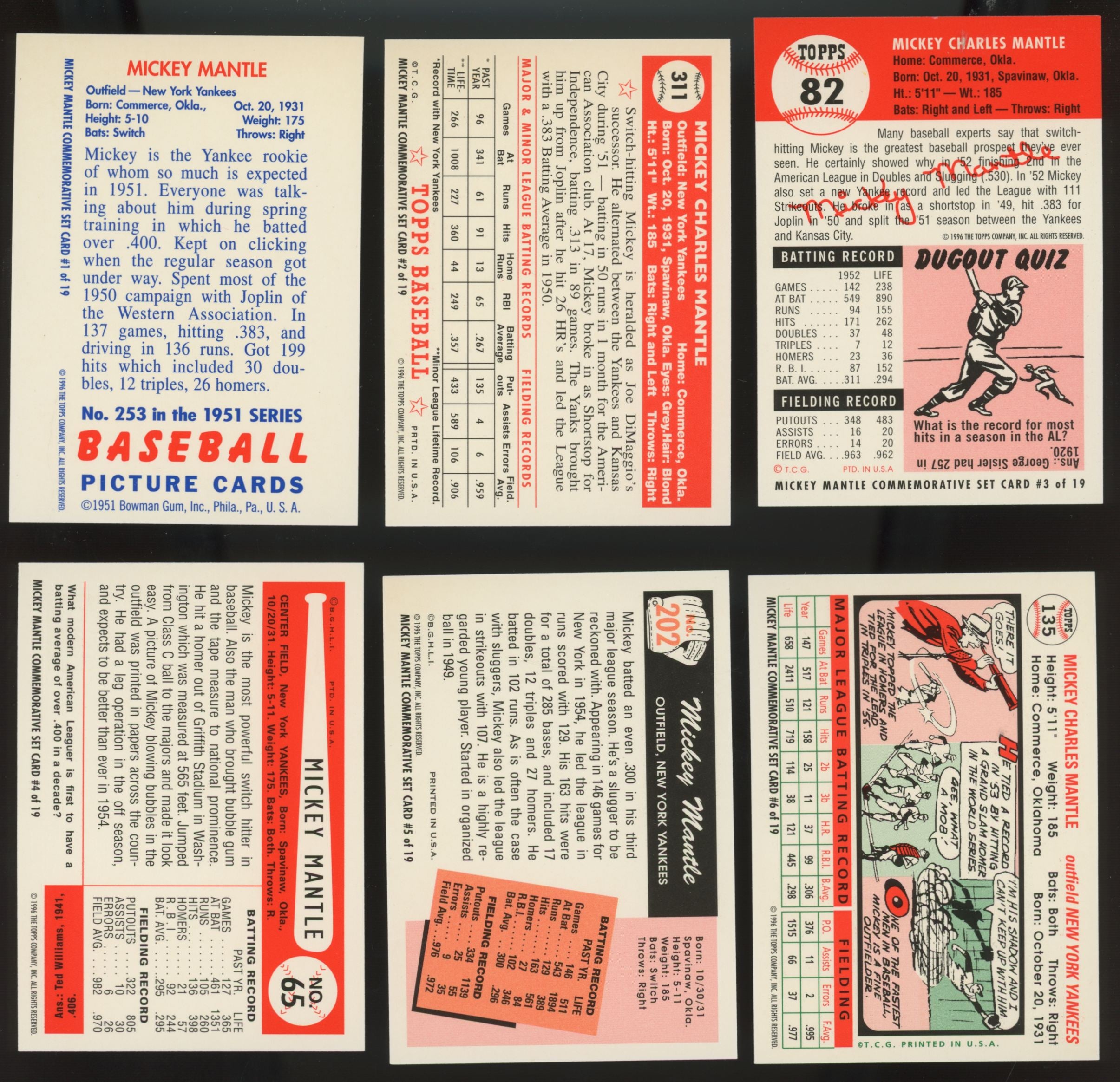1996 Topps Mickey Mantle Complete Commemorative Set (19/19)