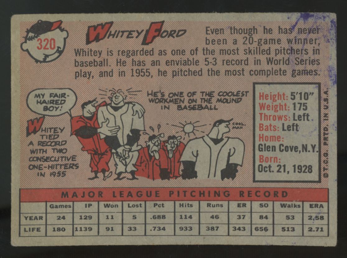 1958 Topps Whitey Ford #320 Good