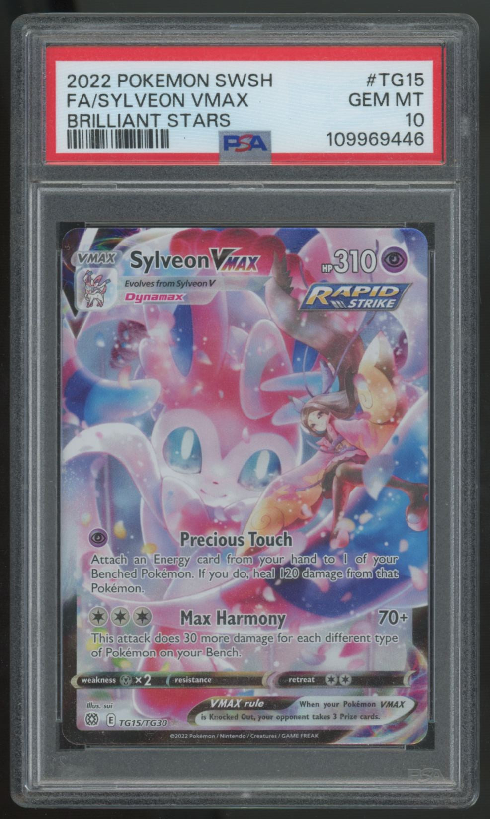 2022 Pokemon Sylveon VMax Brilliant Stars Full Art #TG15 PSA 10