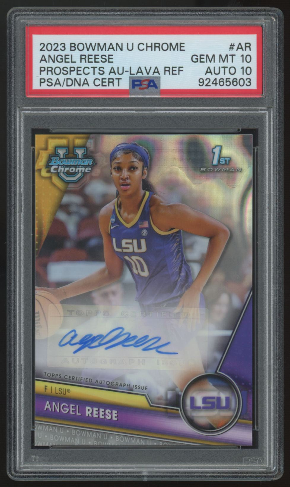 2023-24 Bowman Chrome U Angel Reese 1st Lava Auto /199 #BCPA-AR PSA 10 10