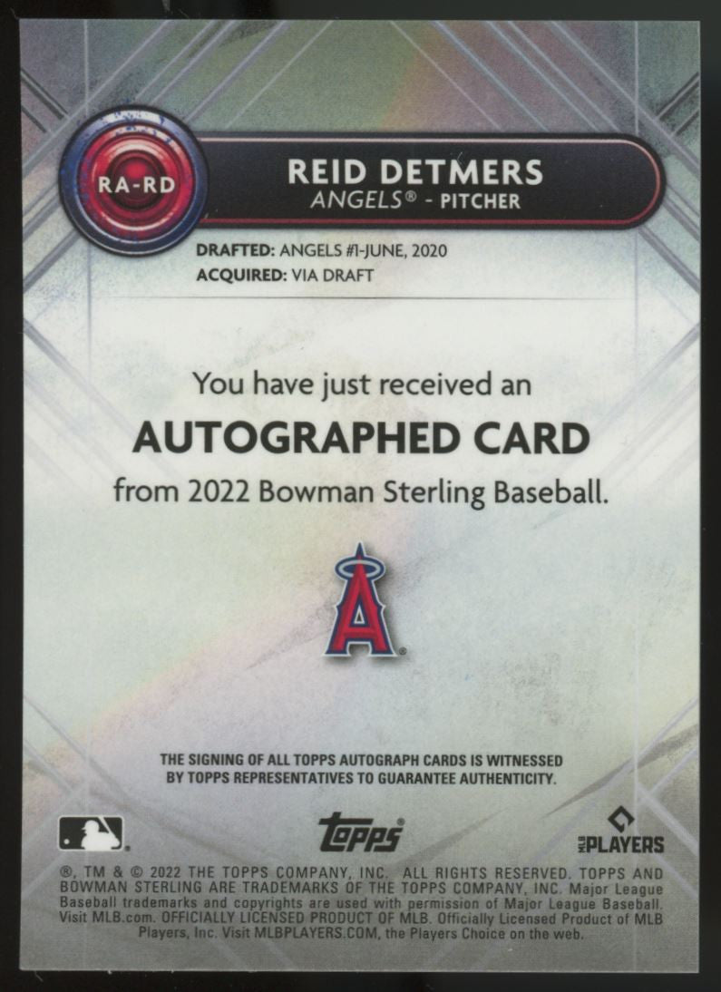 2022 Bowman Sterling Reid Detmers RC Auto Silver Wave /125 #RA-RD