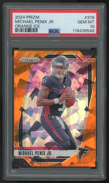 2024 Panini Prizm Michael Penix Jr. RC Orange Ice #378 PSA 10