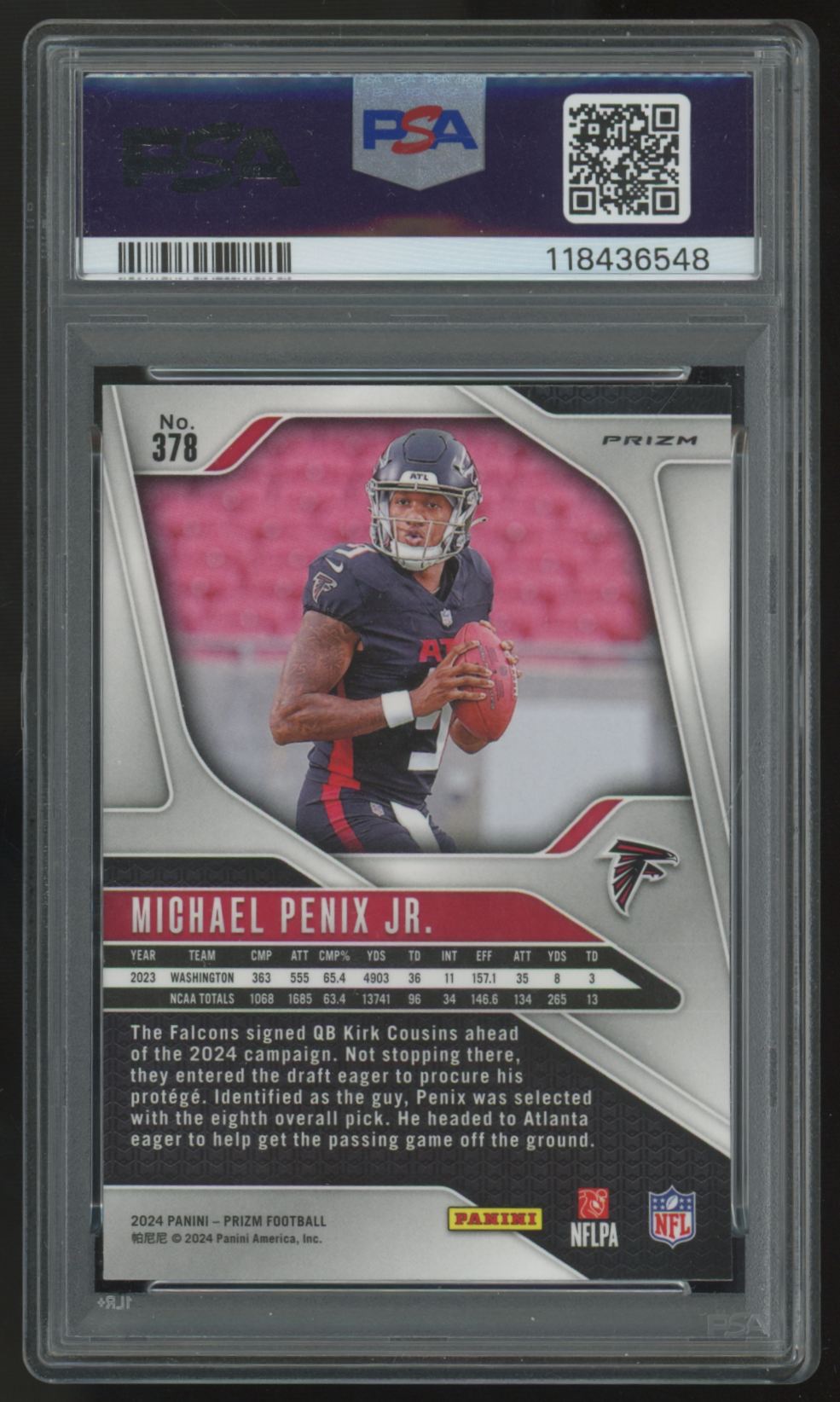 2024 Panini Prizm Michael Penix Jr. RC Orange Ice #378 PSA 10