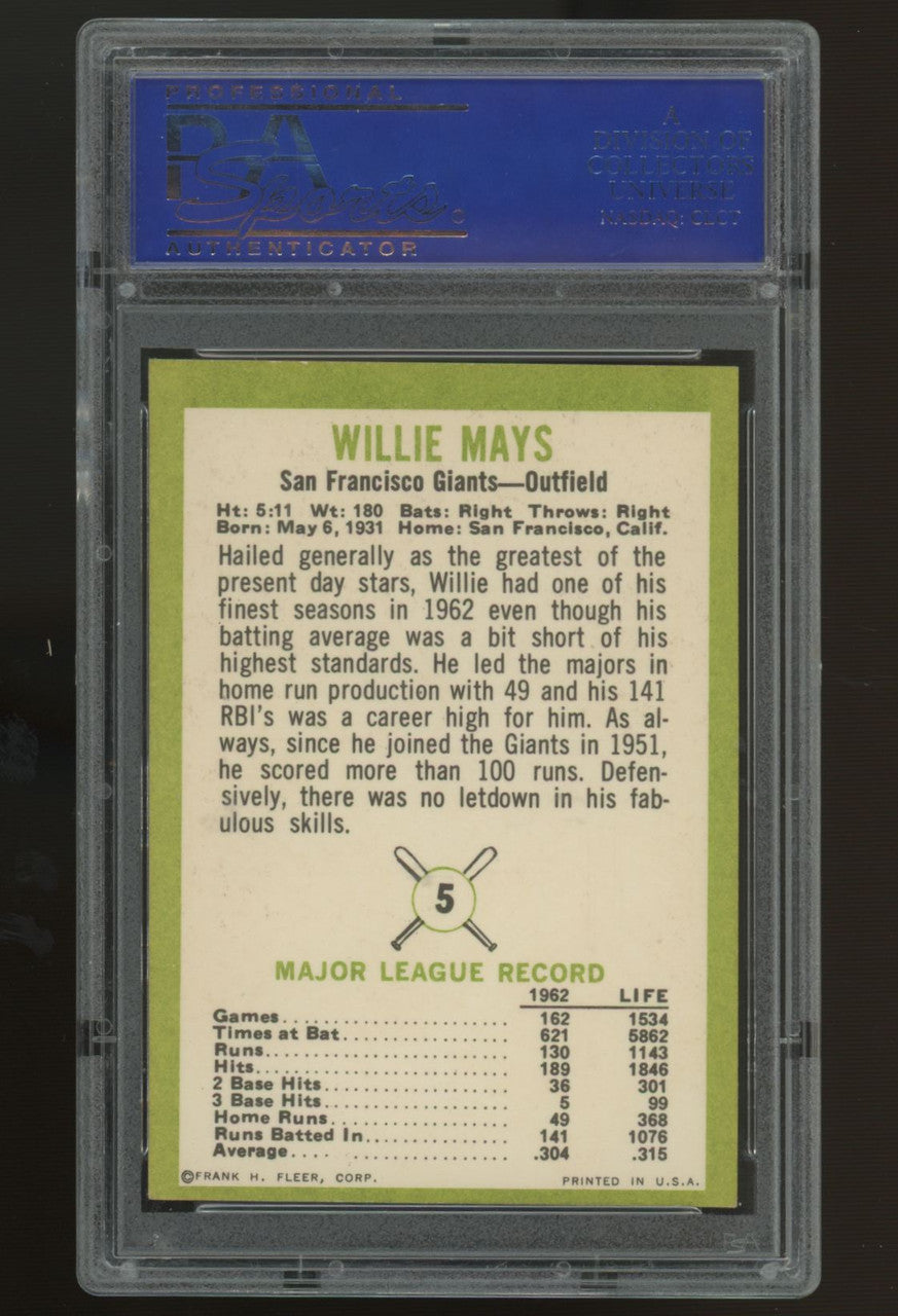 1963 Fleer Willie Mays #5 PSA 7