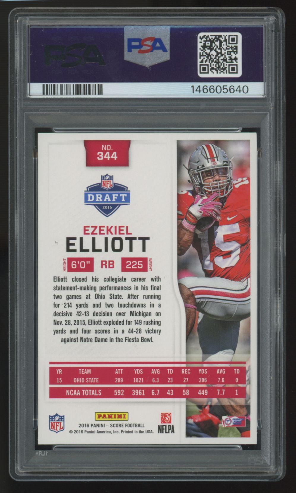 2016 Panini Score Ezekiel Elliot RC #344 PSA 10