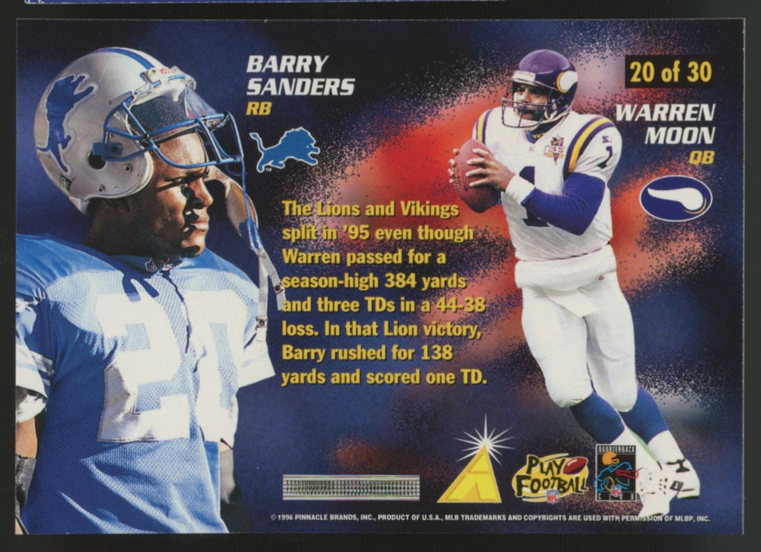1996 Pinnacle Score Barry Sanders Warren Moon Settle The Score #20