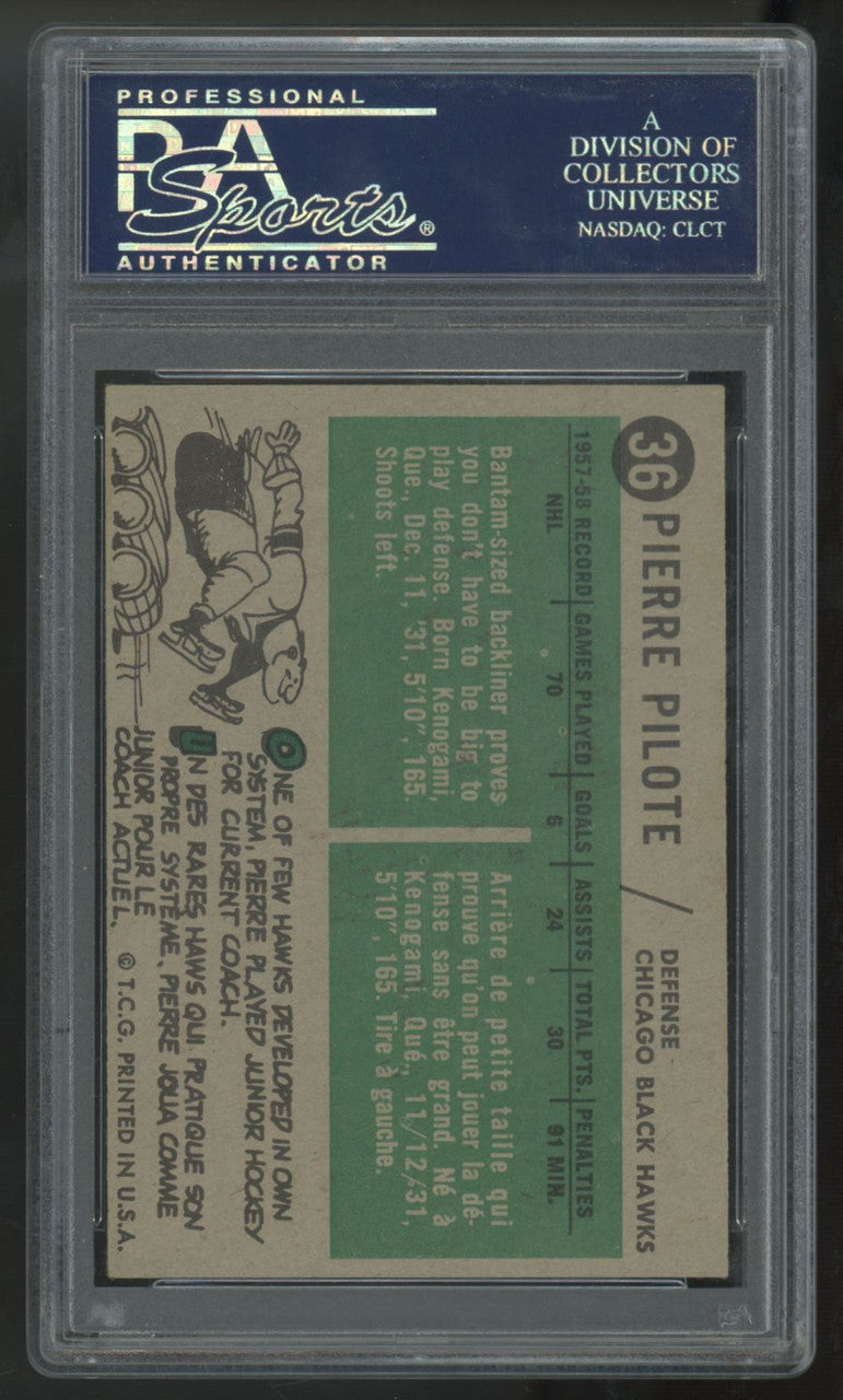 1958-59 Topps Pierre Pilote #36 PSA 5.5