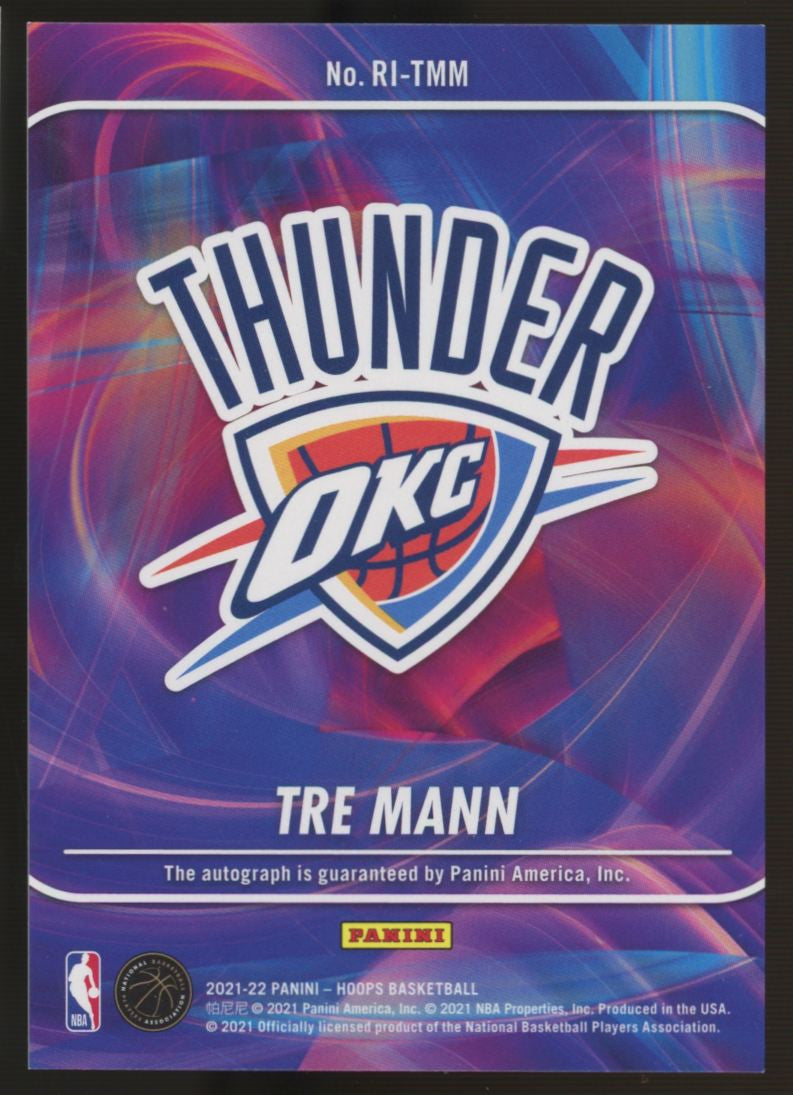 2021-22 Hoops Tre Mann Rookie Ink RC Auto Green #RI-TMM