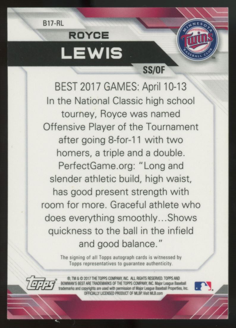 2017 Bowman's Best Royce Lewis Prospect Auto #B17-RL