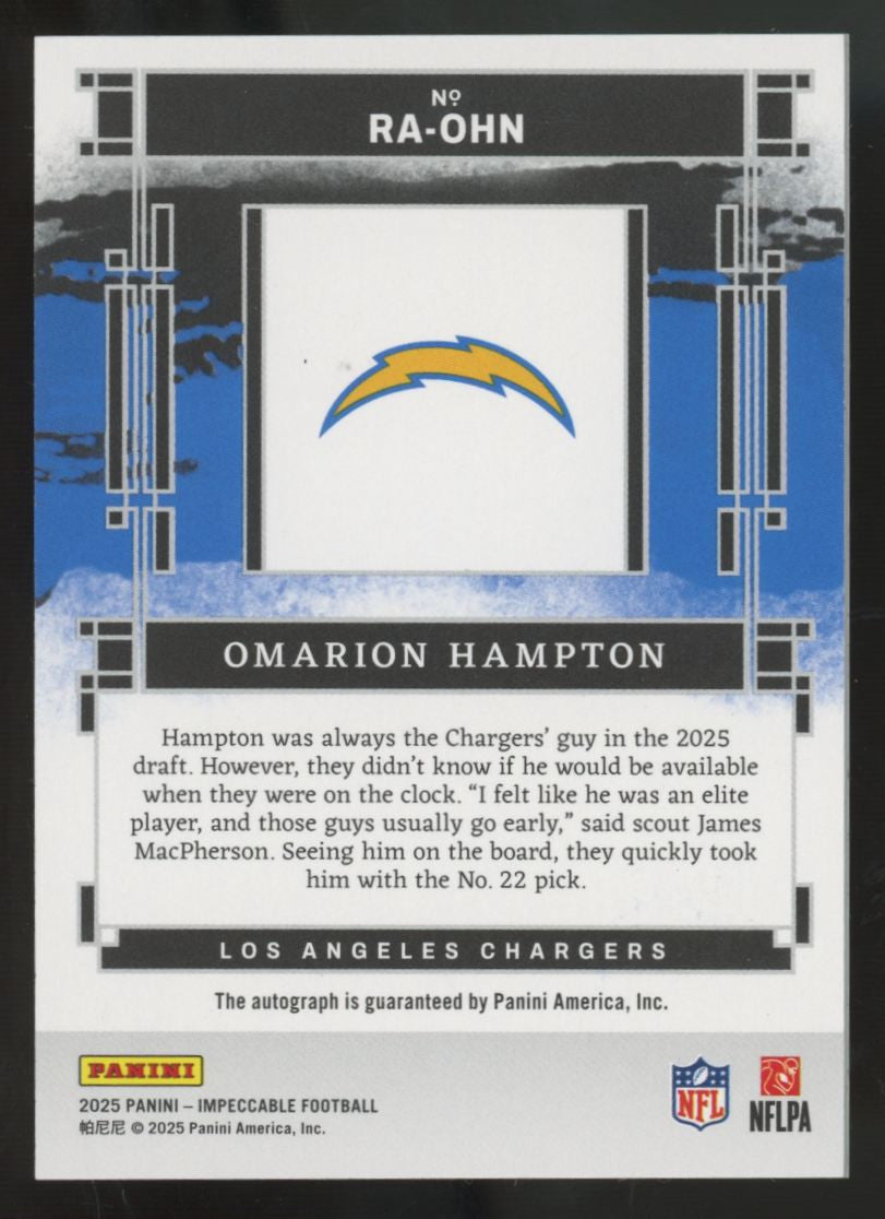 2025 Panini Impeccable Omarion Hampton RC Auto /99 #RA-OHN