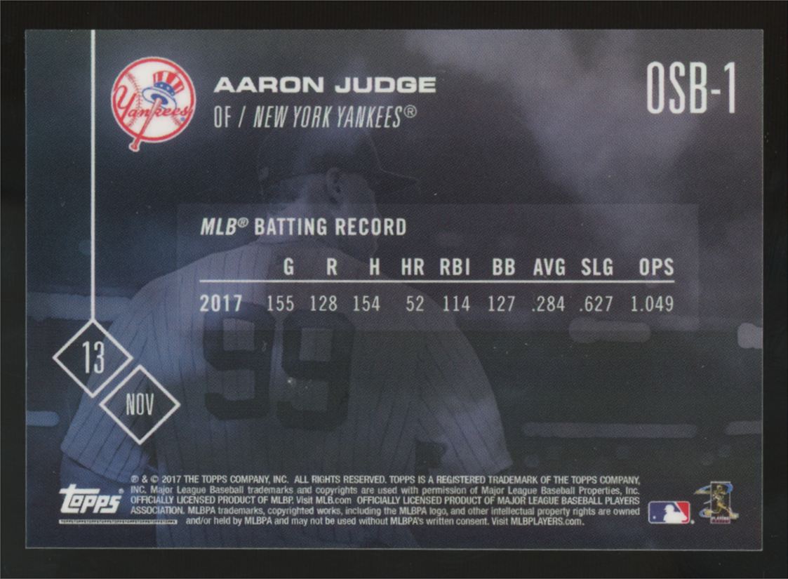 2017 Topps Now Aaron Judge RC Off-Season Bonus #OSB-1
