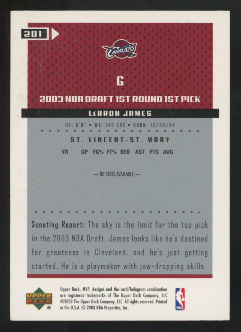 2003-04 Upper Deck MVP LeBron James RC #201 EX