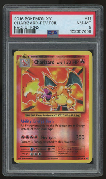 2016 Pokemon Charizard XY Evolutions Reverse Holo #11 PSA 8 (B)