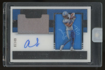 2021 Panini One Amon-Ra St. Brown RC Premium Blue Patch Auto RPA /49 #135